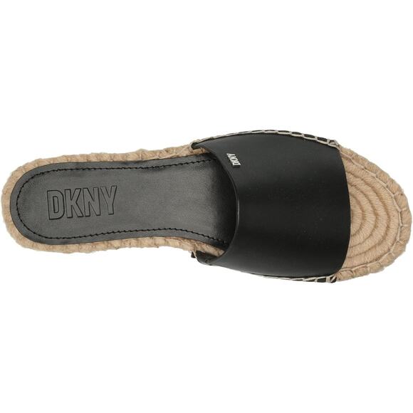 DKNY Women Camillo Espadrille Platform Slide Sandals Size US 11M Black Leather - Picture 5 of 6